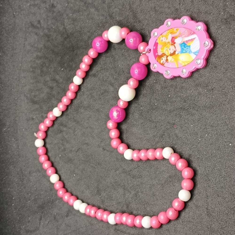 Disney Pink and White Beaded Princess Necklace